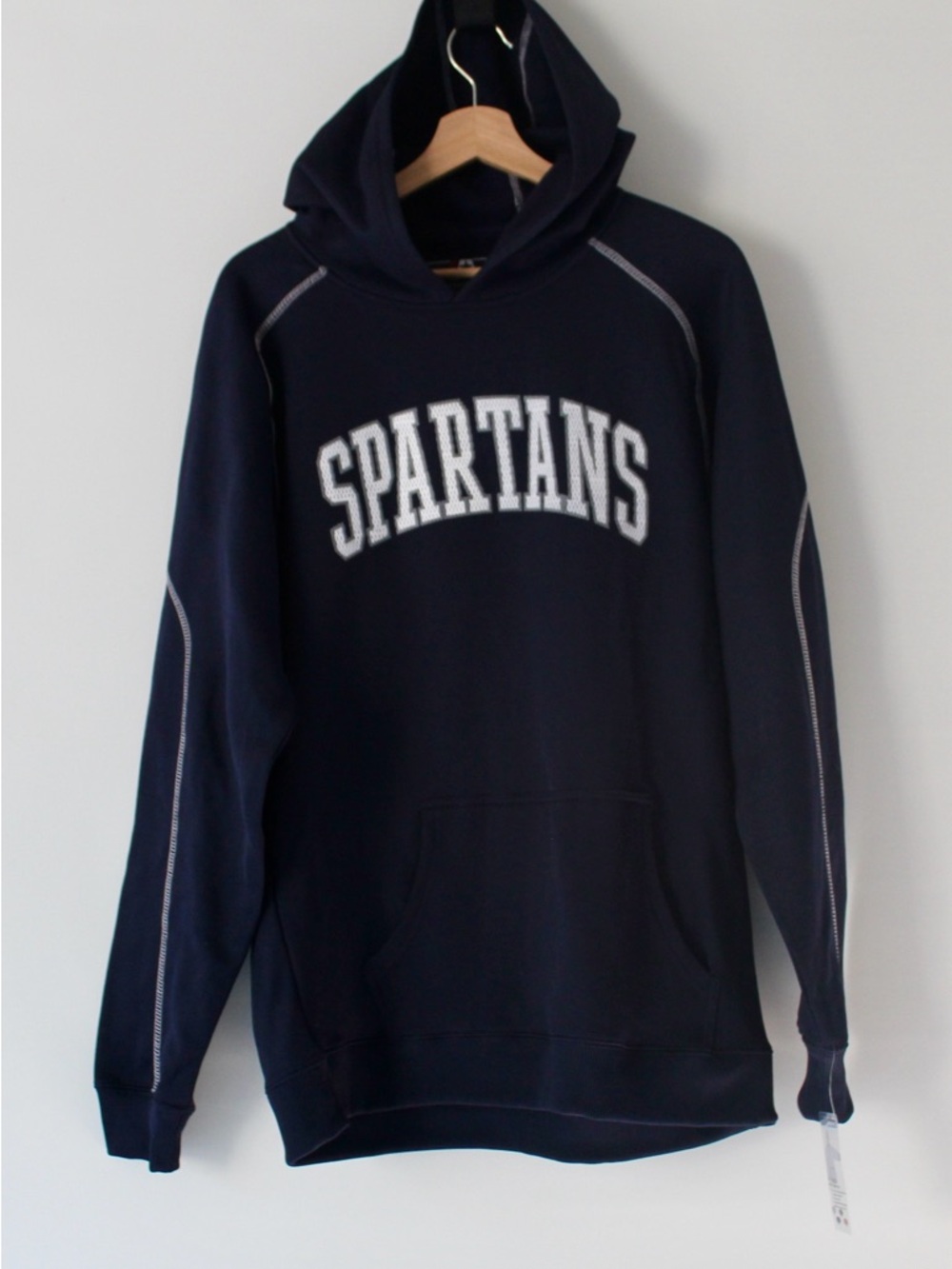 J America Spartans Navy Hoodie - Men's Pullover Sweatshirt Size M